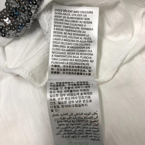 NWOT INC Womens White Lace Up Glitter Stars Tee Shirt Size S - Picture 6 of 7